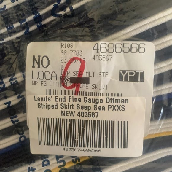 NWT LANDS' END FINE GAUGE OTTMAN STRIPED SKIRT SEEP SEA PXXS - Picture 12 of 13